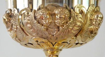 Ornate French antique solid silver gilt Baroque Chapel Set